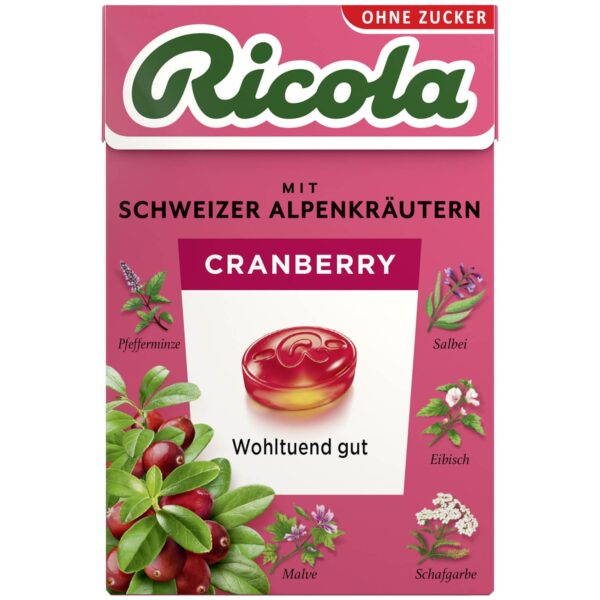 Ricola Cranberry ohne Zucker 75 g MHD: 31.10.2025