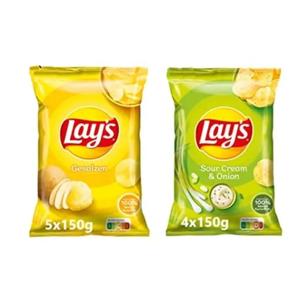 Lay's Partybox 5x Lays Gesalzen, 4x Lays Sour Cream & Onion (9 x 150 g) MHD: 26.05.2024