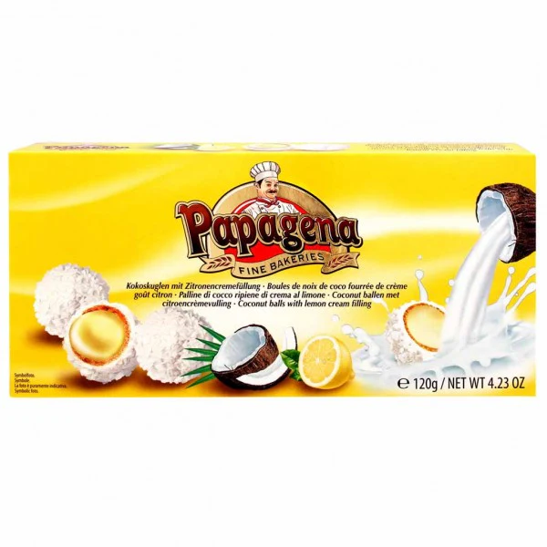 Papagena Kokoskugeln mit Zitronencremefüllung 120g MHD: 03.07.24