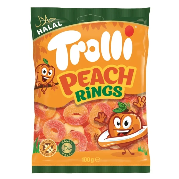 Trolli Peach Rings Halal 100g MHD: 31.12.2025
