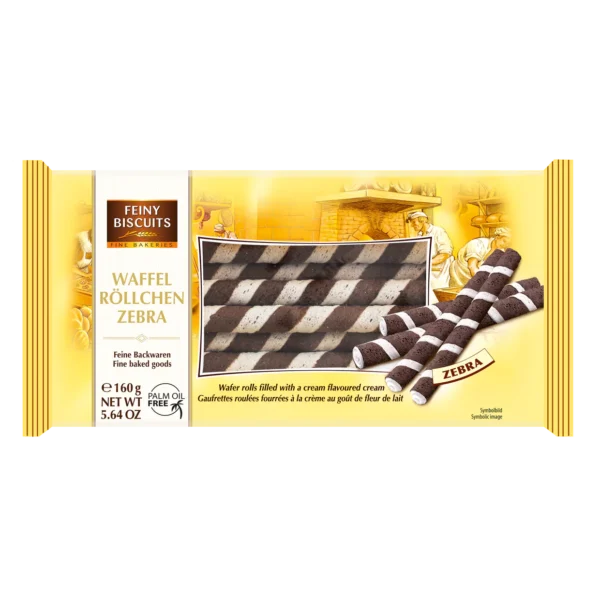 Waffelröllchen Zebra 160g MHD: 27.11.2024