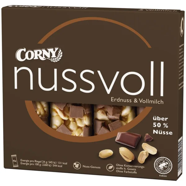 Corny nussvoll Erdnuss & Vollmilch 4x24g MHD: 09.03.24
